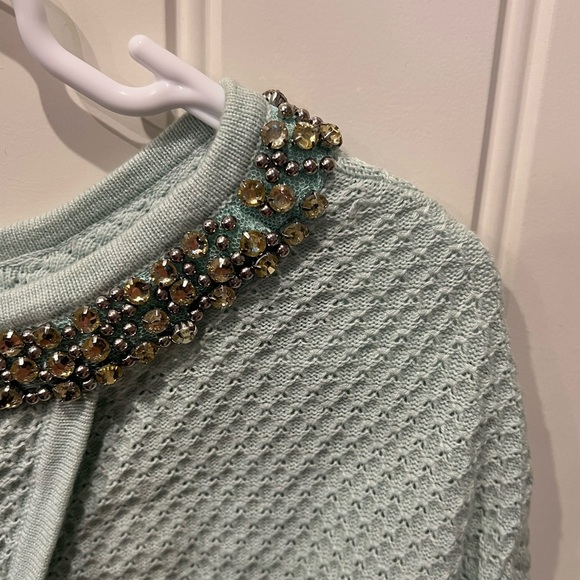 Hinge Small Light Blue Sweater with Embellished Collar (flawed missing 2 beads) - Picture 8 of 11